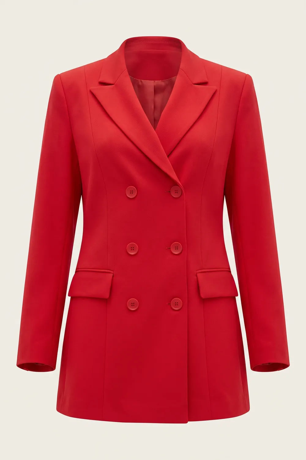 Yıldırım Güngör Kadın Düğme Detaylı Kırmızı Blazer Ceket 7186