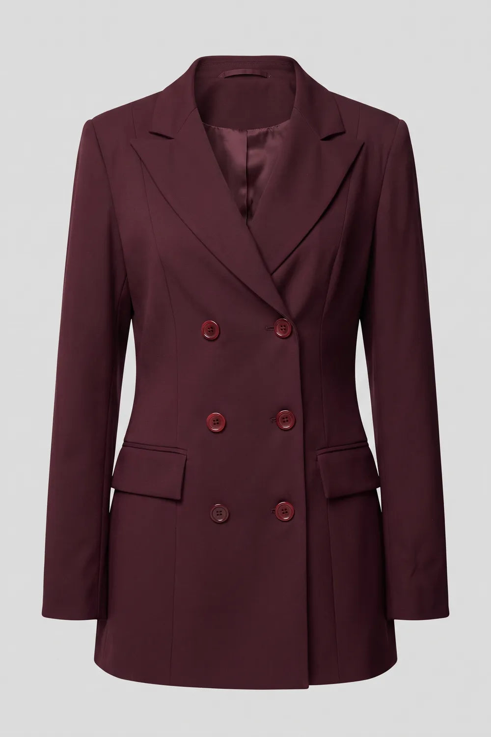 Yıldırım Güngör Kadın Düğme Detaylı Mürdüm Blazer Ceket 7186