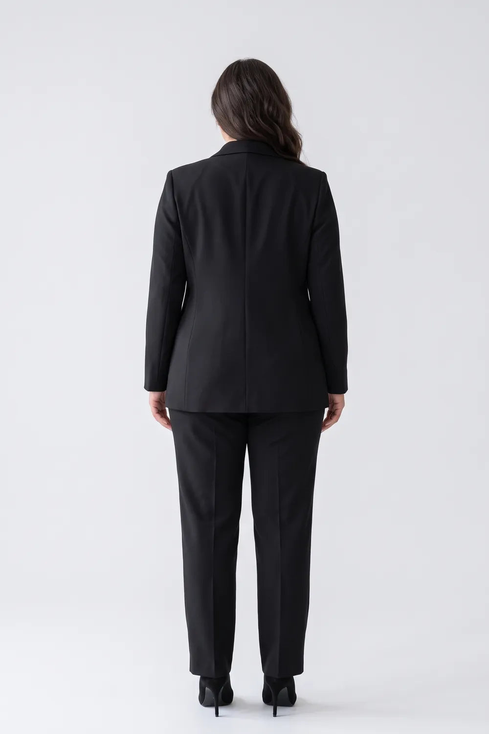 Yıldırım Güngör Kadın Büyük Beden Siyah Blazer Ceket Pantolon Takım 4034