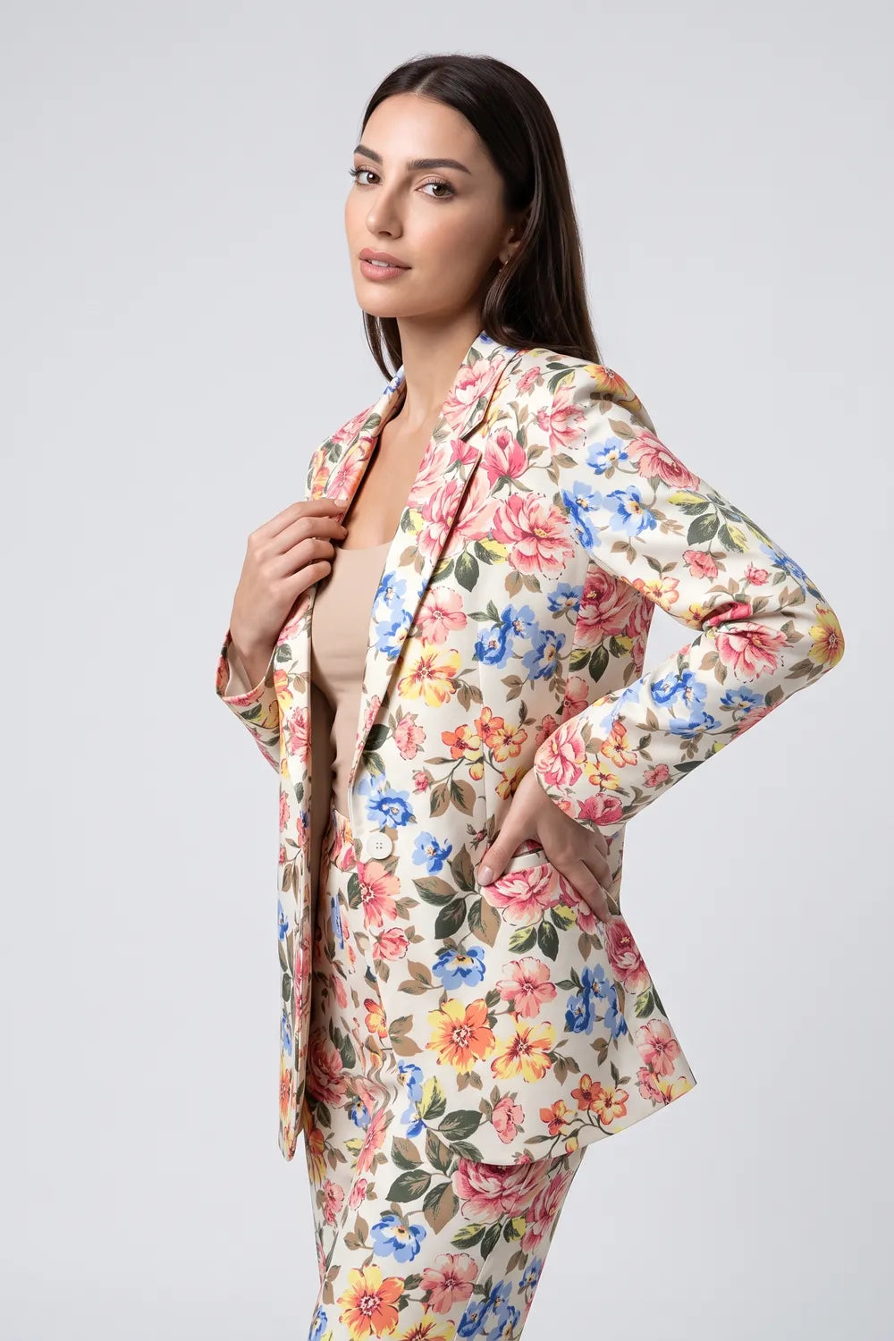 Yıldırım Güngör Kadın Gül Desenli Blazer Ceket 7010
